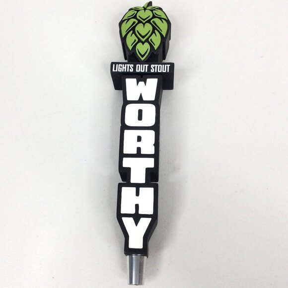 Worthy Brewing Lights Out Stout Tap Handle Craft Beer Bend Oregon Hops Pull Pour - Picture 3 of 8